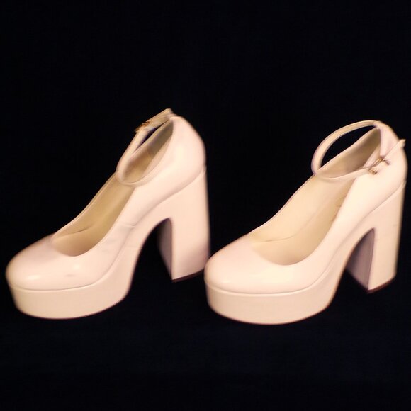 JESSICA SIMPSON size 9M JS-MACEE nude-beige ultra-high-heel platform pumps - Picture 2 of 16